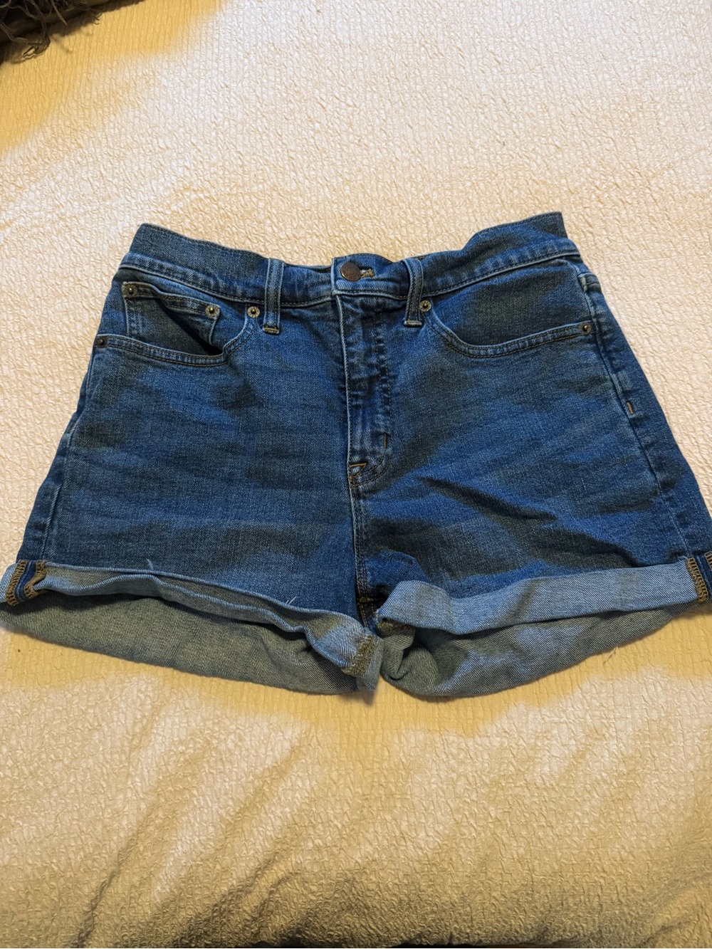 J Crew High-Rise Denim Shorts in Dark Blue